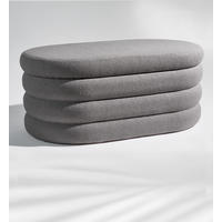 XL Sitzbank mit Stauraum Oval – Bouclé Truhenbank Grau - Grau, Textil (45/42.5/110cm) - Blumtal