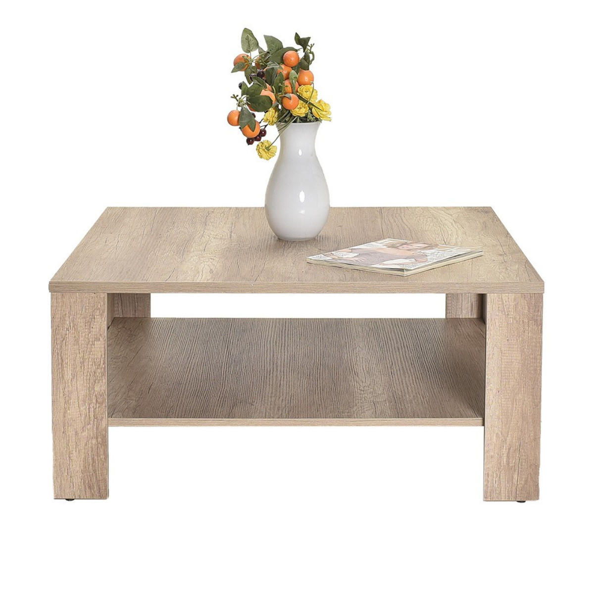 COUCHTISCH mit Ablagefach - lena 90/90/42 cm - Walnussfarben, Holzwerkstoff (90/90/42cm) - Calicosy
