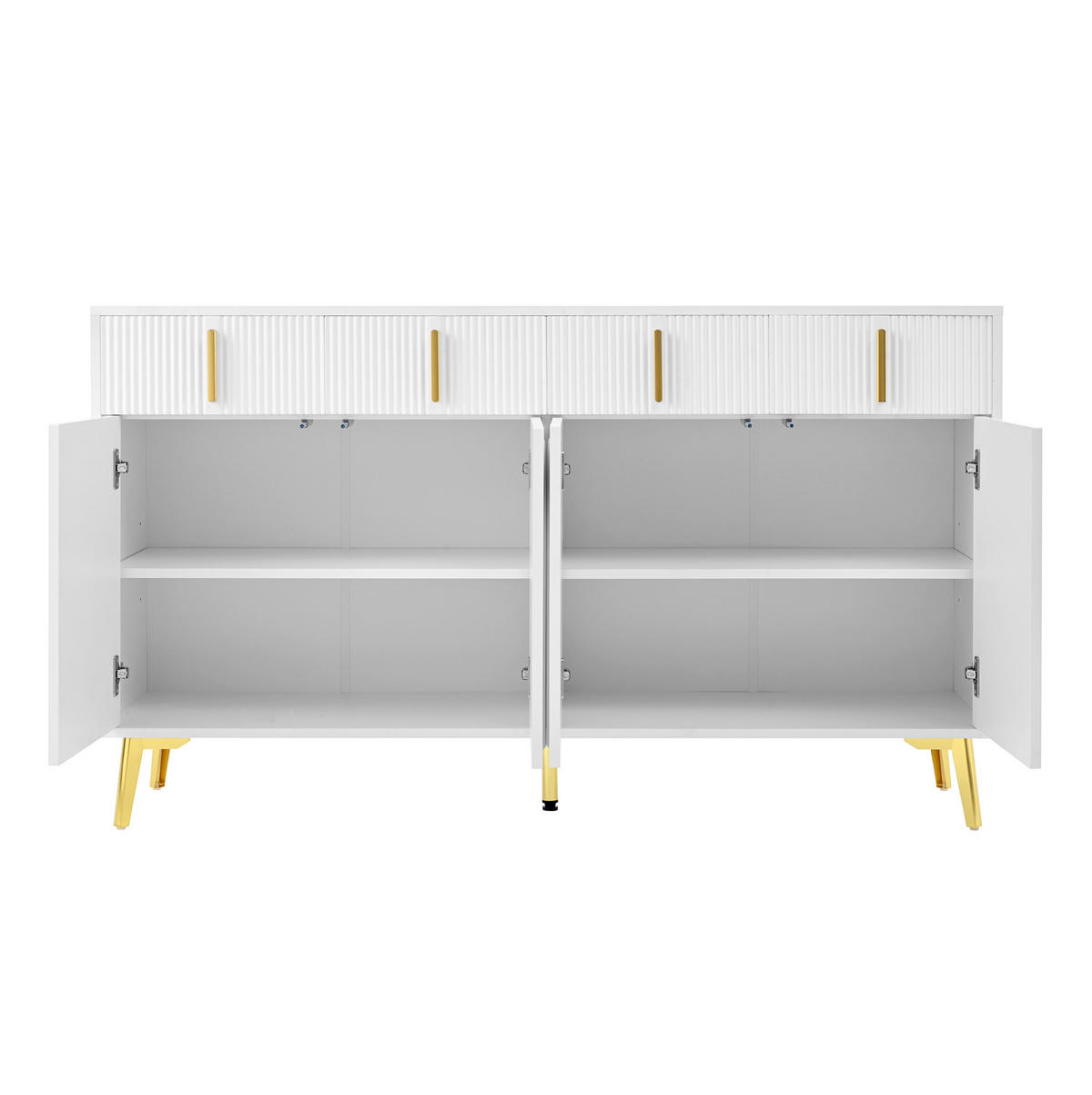 SIDEBOARD 140/38/82 cm Weiß aus MDF mit 4 Türen und 4 Schubladen - Weiß, Holzwerkstoff (140/82/38cm) - OKWISH