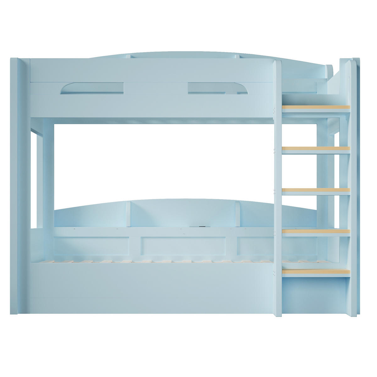 HOCHBETT hellblau 90 × 200 cm aus MDF‑Kiefernholz mit Unterbett, USB‑Steckdose und oberen‑unteren Ablagefächern - Blau, Holzwerkstoff (90/200cm) - Luhomfu