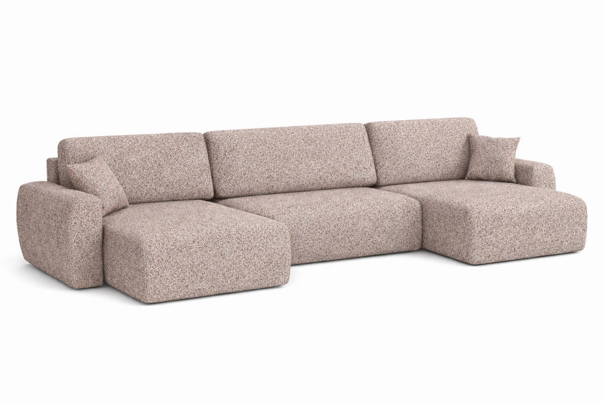 ECKSOFA Mit Schlaffunktion Und Bettkasten U-Form Ariel U, Chenille-Stoff Artico, Beige - Beige, Holz (342/142cm) - Kaiser Möbel