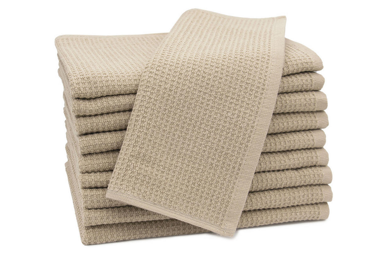 GÄSTETÜCHER, 10er-Set, 30x50 cm, 100% Baumwolle, Braun - Cappuccino, Textil (30/50cm) - Zollner