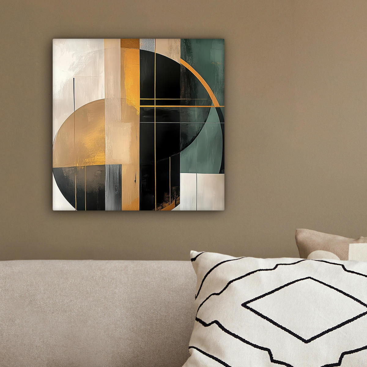 LEINWANDBILD - Abstrakt - Gold - Bronze - Grün - Formen - Modern - 20x20 - Wandbilder - Multicolor, Textil (20/20cm) - MuchoWow