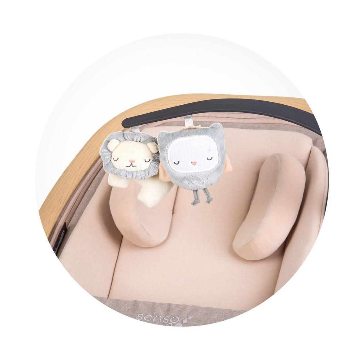 BABYWIPPE Senso beige Holzoptik, Kopfstütze, 3-Punkt-Gurt, verstellbare Rückenlehne - Beige, Metall - Chipolino