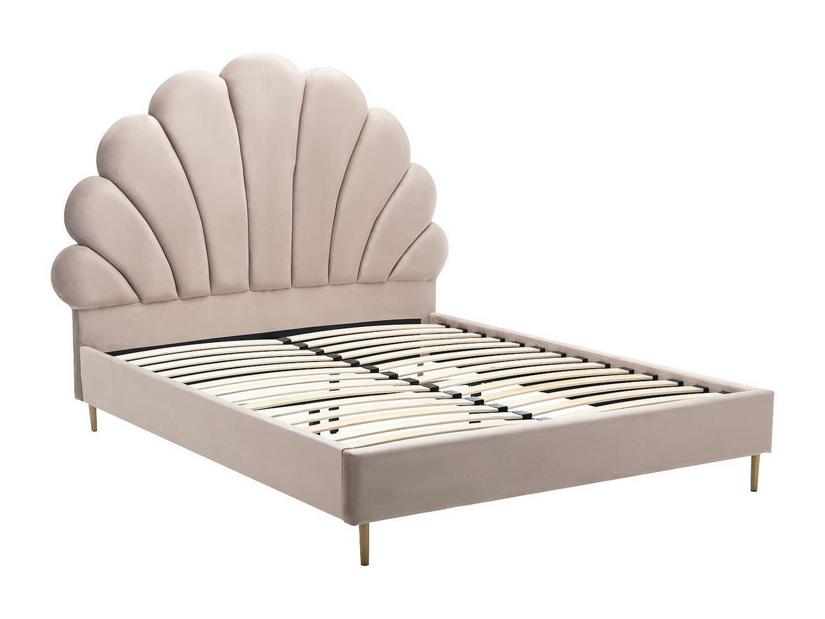 BETTRAHMEN - 2 Personen - samt - beige Livaya - Beige, Textil/Metall (140/190cm) - Vente-Unique