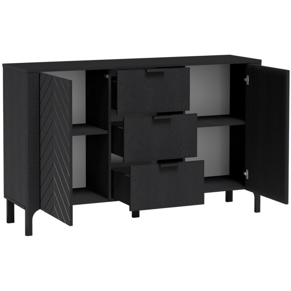 SIDEBOARD Lume mit 3 Schubladen und 2 Türen, schwarz - Schwarz, Holzwerkstoff/Metall (153/95/40.5cm) - Beautysofa
