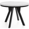 ESSTISCH Strato Black runder ausziehbarer, Kiefer weiß 90-190/90/77 cm - Schwarz/Weiß, Holz/Holzwerkstoff (90/90/77cm) - WFL GROUP