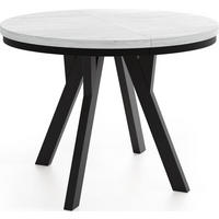 ESSTISCH Strato Black runder ausziehbarer, Kiefer weiß 80-160/80/77 cm - Schwarz/Weiß, Holz/Holzwerkstoff (80/80/77cm) - WFL GROUP
