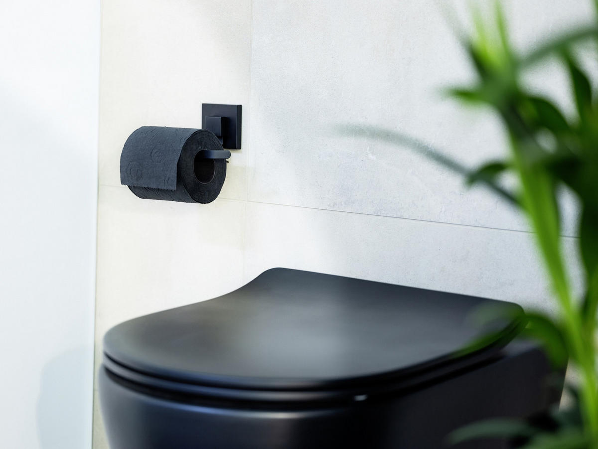 TOILETTENPAPIERHALTER Montage ohne Bohren Quadro 14/6/11 cm - Schwarz, Metall (6/11/14cm) - Wenko