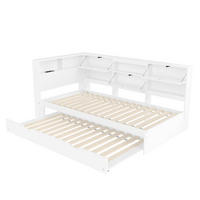 AUSZIEHBETT 90/200 cm DE-04533, mit Kopfteil-Staufach in Weiß - Weiß, Holz/Holzwerkstoff (90/200cm) - ComfortXL