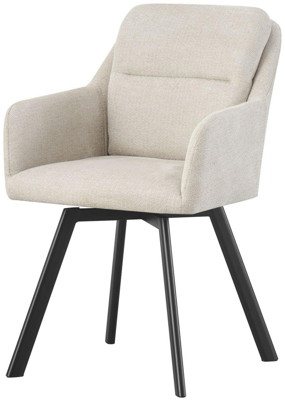 ARMLEHNENSTUHL Sophie creme 2er Set - Creme/Schwarz, Textil/Metall (53/87/62cm) - Xonox