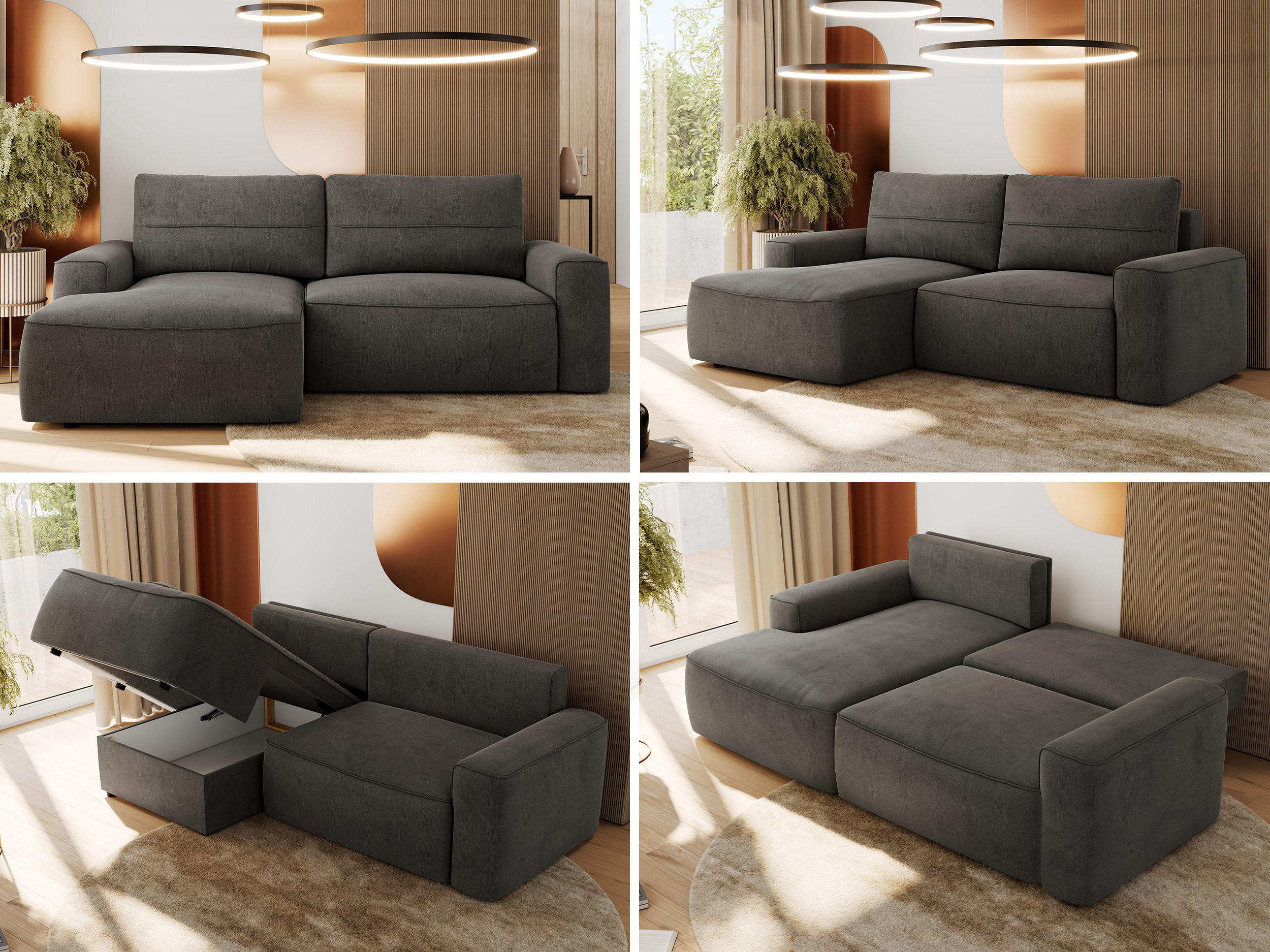 Thumbnail - MKS Ecksofa, Dunkelgrau, Textil, 3-Sitzer, L-Form,L-Form, 233x144 cm, Oeko-Tex®, Wohnzimmer, Sofas & Couches, Wohnlandsc...