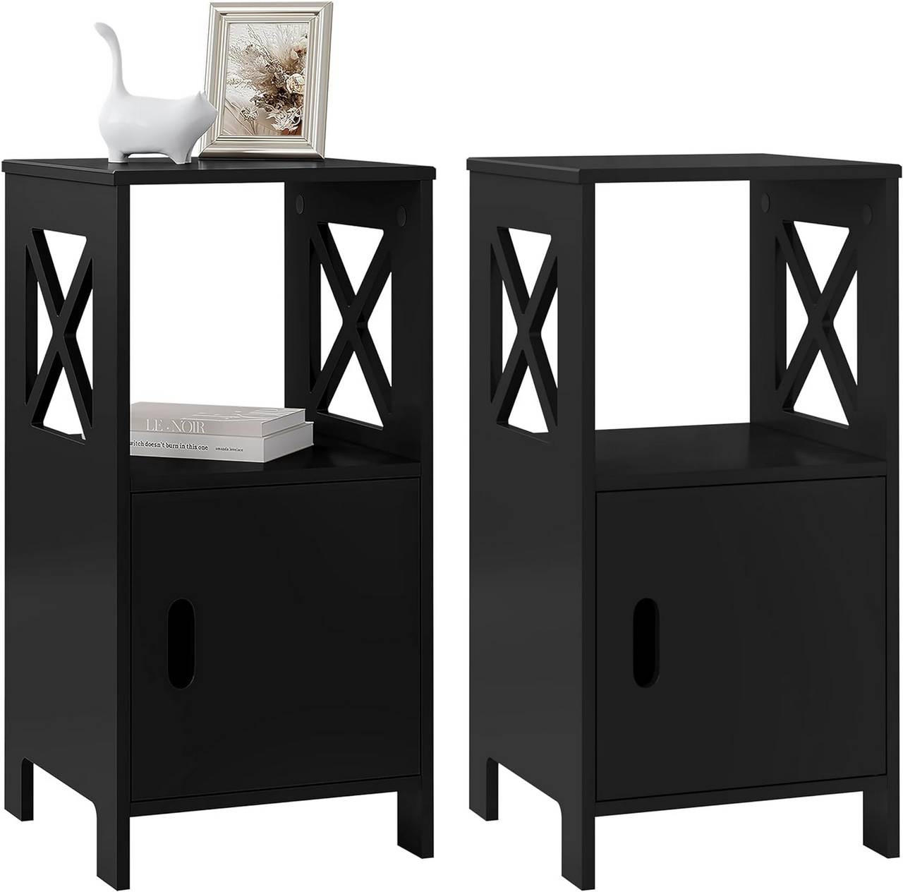 NACHTTISCH 2er Set schmal, 30x60x30 cm, Schwarz - Schwarz, Holzwerkstoff (30/60/30cm) - Woltu