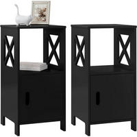 NACHTTISCH 2er Set schmal, 30x60x30 cm, Schwarz - Schwarz, Holzwerkstoff (30/60/30cm) - Woltu