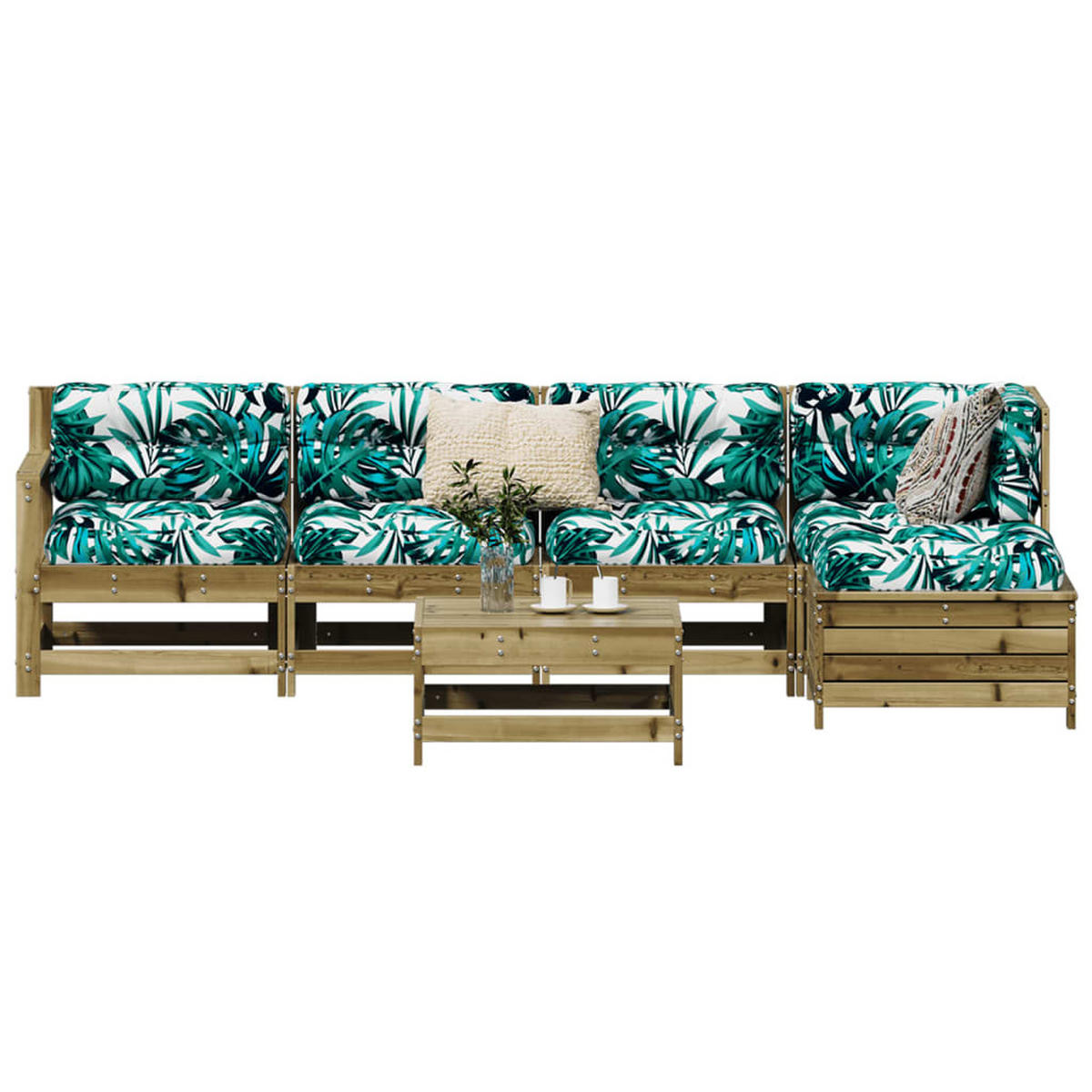 GARTEN-SOFAGARNITUR 6-teilig Kiefernholz Imprägniert - Braun, Holz - vidaXL