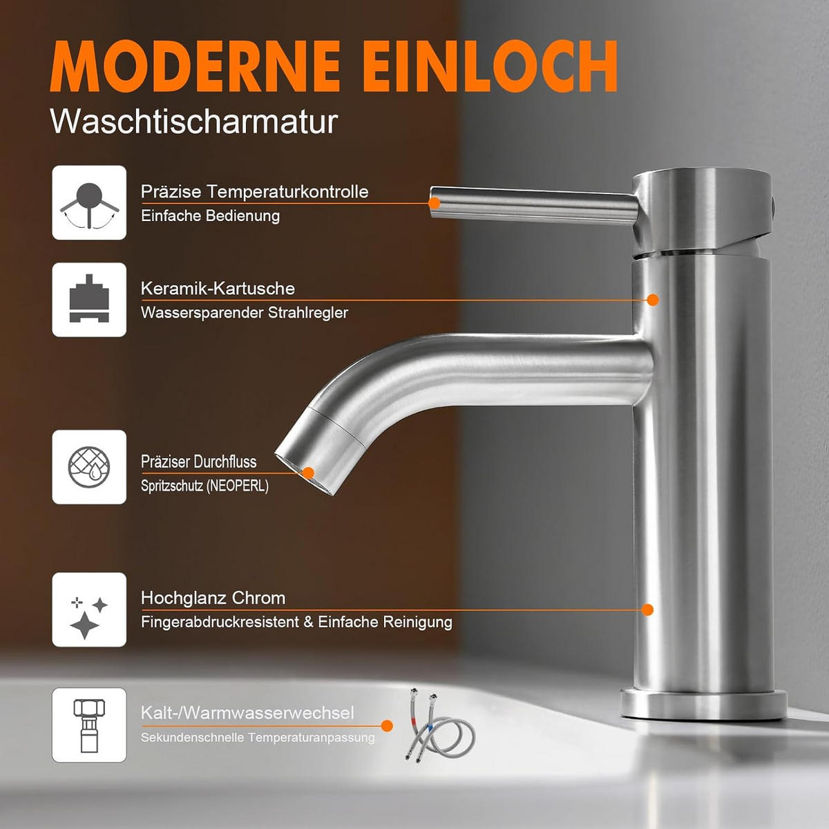 BADEZIMMERARMATUR, 146 x 175 mm，silber - Silberfarben, Metall (24/5.5/17.5cm) - Vallsero