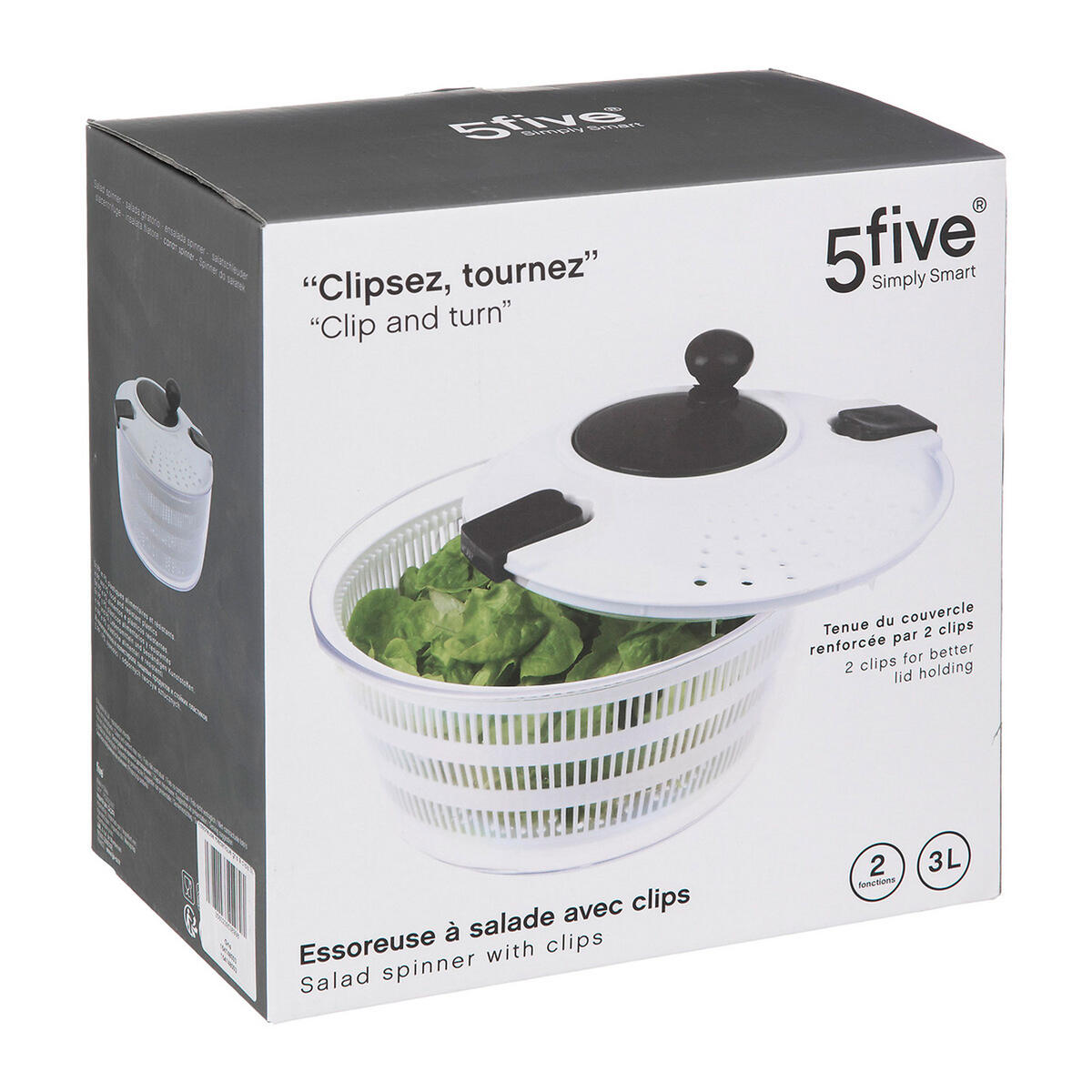 SALATSCHLEUDER Clip-On, PP-Kunststoff, Weiß, 3 Liter - Weiß, Kunststoff (13.5/25.6cm) - 5five Simply Smart