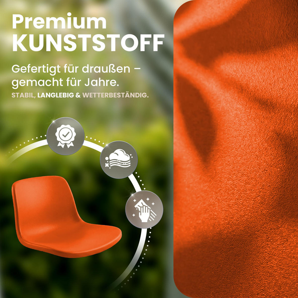 GARTENSTUHL Kunststoff Orange - Orange, Kunststoff (57/81/52cm) - CLP