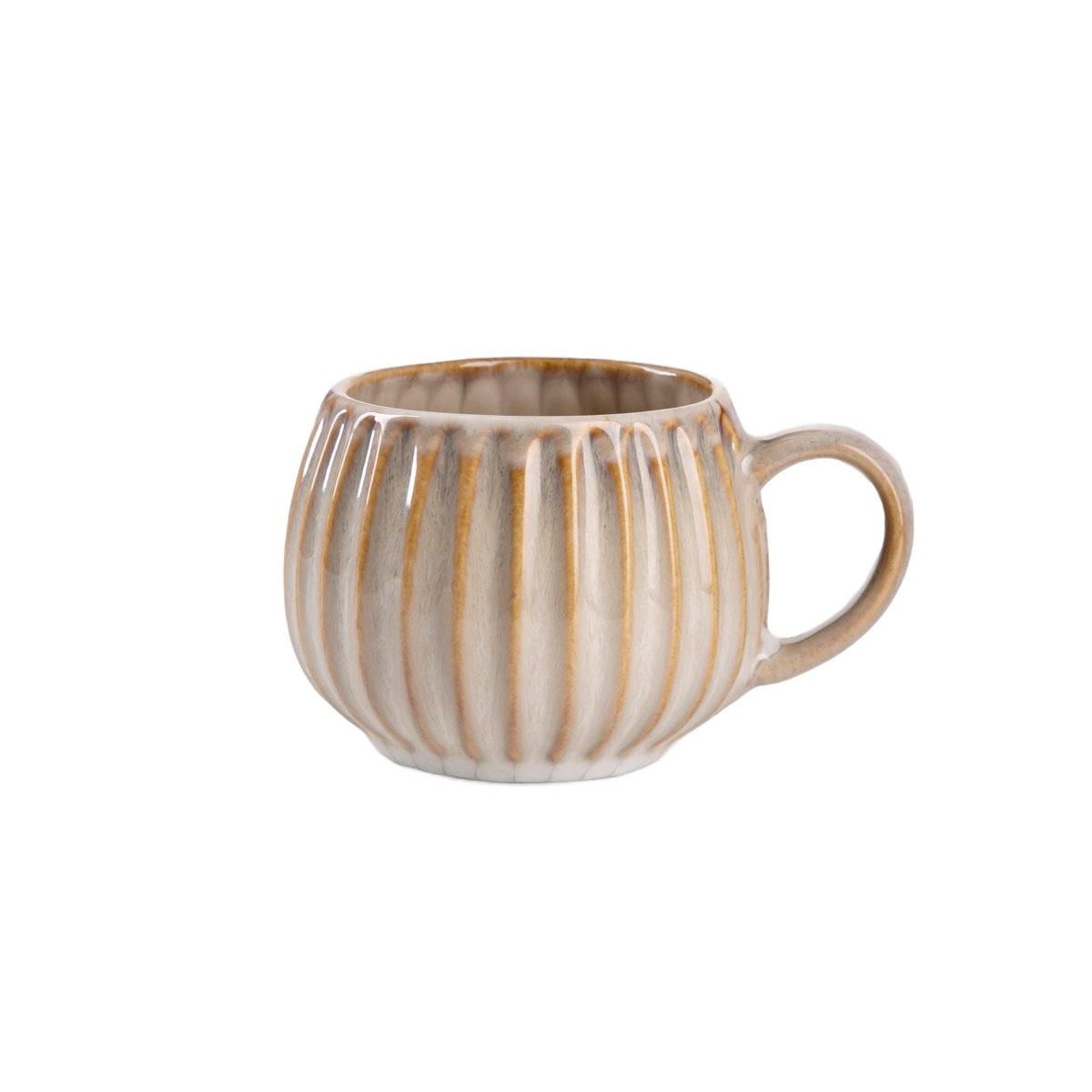 BECHER Almos beige gestreift 0,32 l - Beige, Keramik (0.32L) - Homla