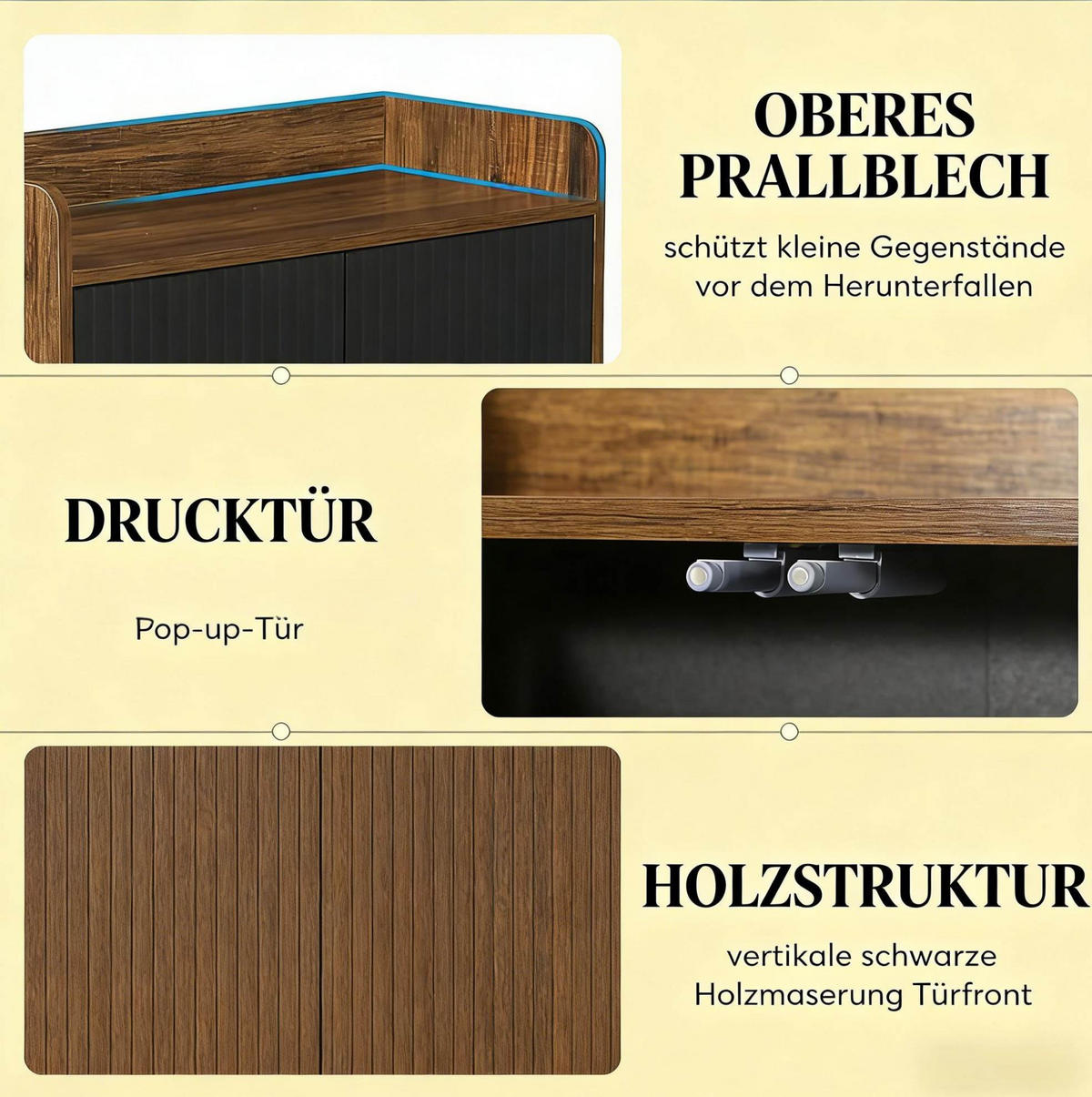 SCHUHSCHRANK 73/35/105,5 cm schwarz/braun aus Holz und Metall mit Türen - Schwarz, Metall (35/105/73cm) - OKWISH