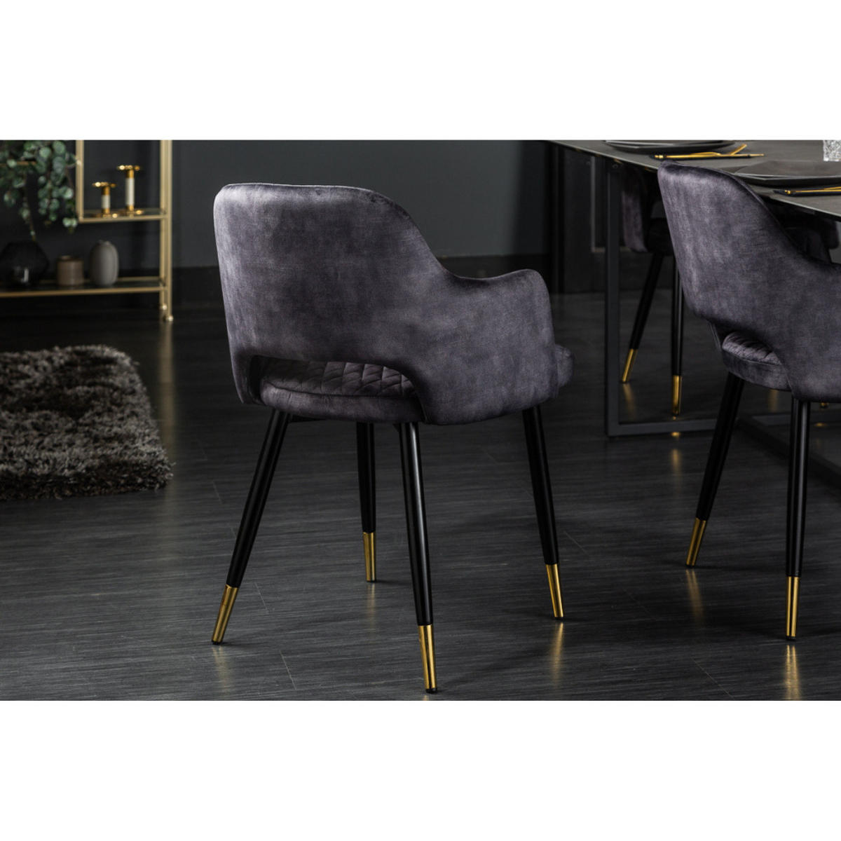 STUHL PARIS Samt Grau - Grau, Textil (56/81/57cm) - riess-ambiente