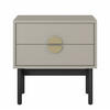 NACHTSCHRANK Stoon Grau-Beige 55 cm - Greige/Goldfarben, Holzwerkstoff/Metall (55/57/38cm) - Selsey