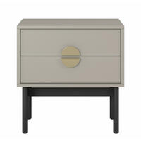 NACHTSCHRANK Stoon Grau-Beige 55 cm - Greige/Goldfarben, Holzwerkstoff/Metall (55/57/38cm) - Selsey