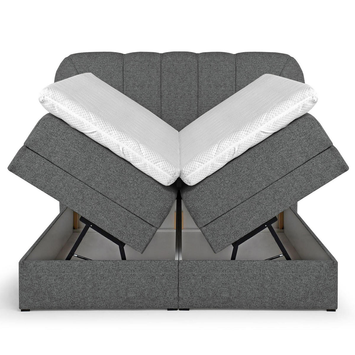 BOXSPRINGOVÁ POSTEL Romeo s elektrickým polohováním matrace, 140x200 cm, tmavě šedá - tmavě šedá, textil (140/200cm) - Beautysofa