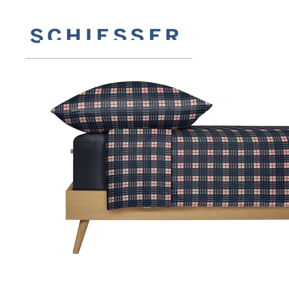 BETTWÄSCHESET Family Check - Feinbiber - 2-teilig - 135x200 cm - Blau - Blau, Textil (135/200cm) - SCHIESSER