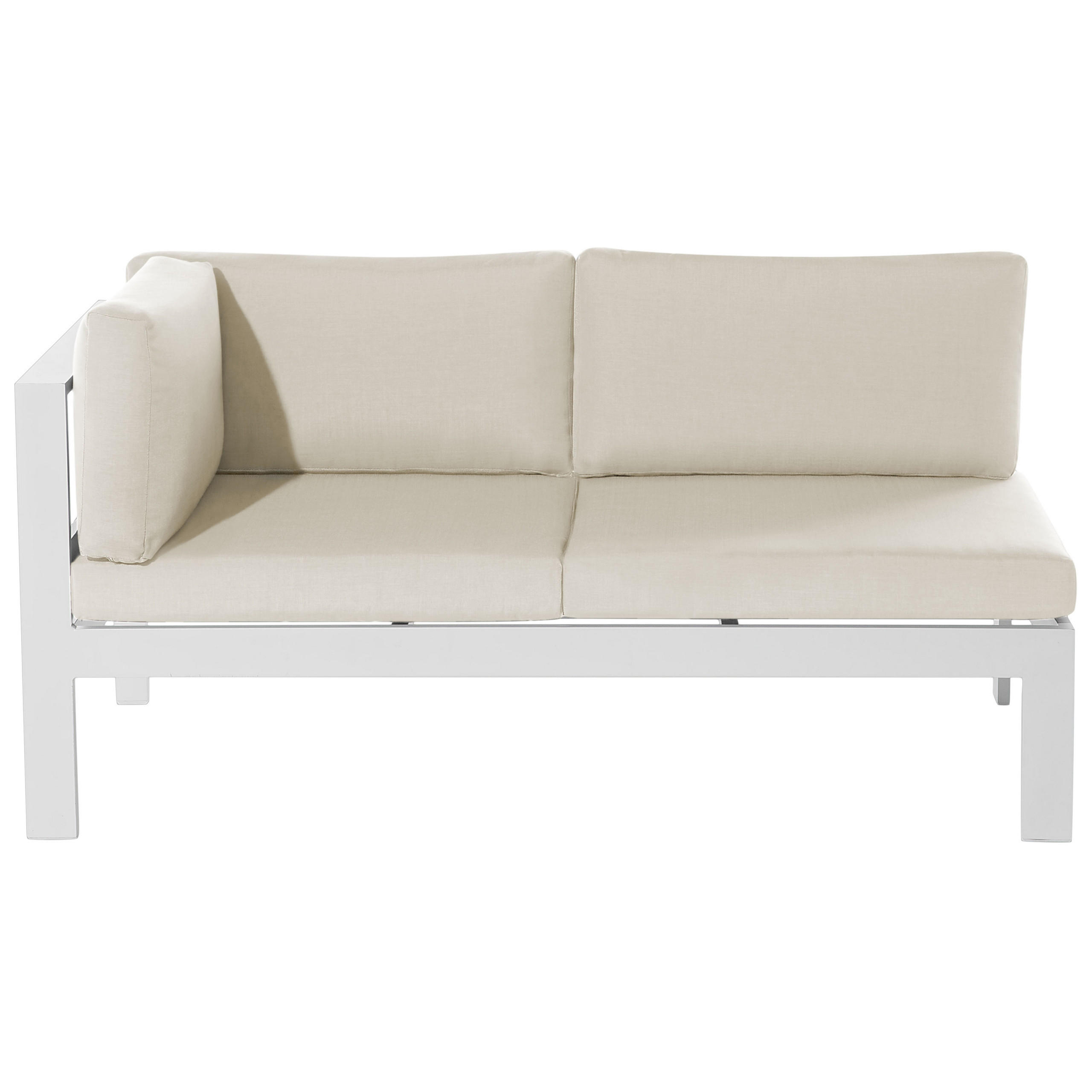 LOUNGE SET 5-Sitzer weiß Auflagen beige Messina - Beige/Weiß, Metall - Beliani