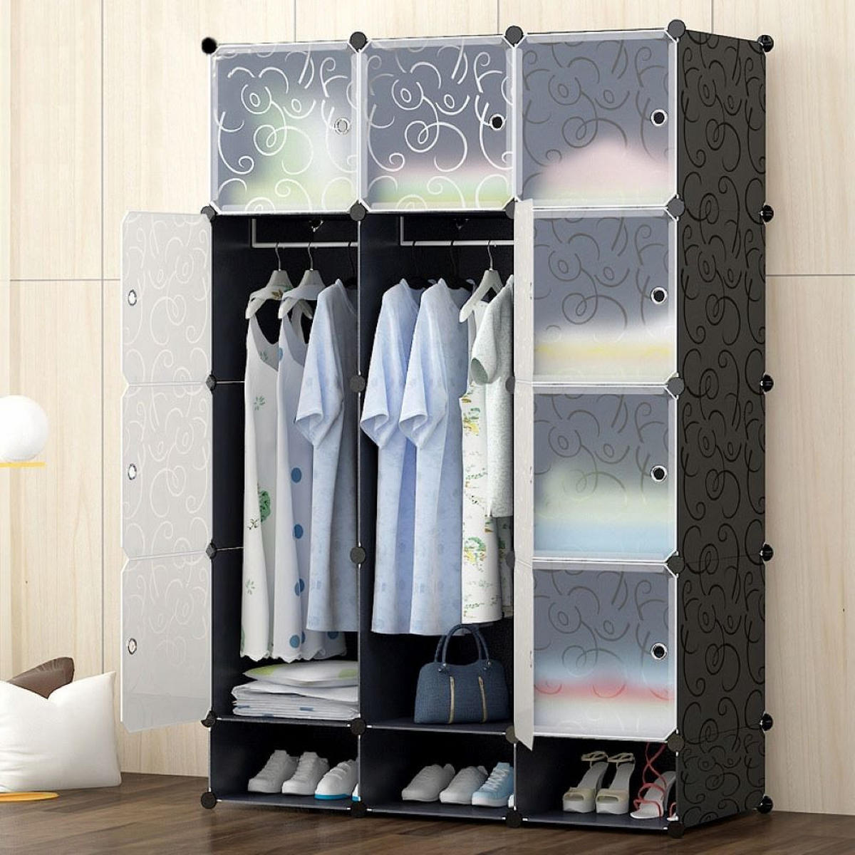 SCHRANK, schwarz 110/36/165 cm - Schwarz, Kunststoff (110/165/36cm)