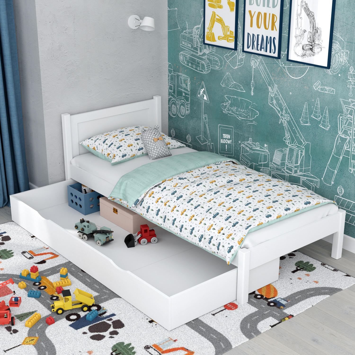 BETT mit Schublade N02 Weiß 100/190 - Weiß, Naturmaterialien/Holz (100/190cm) - N-Wood