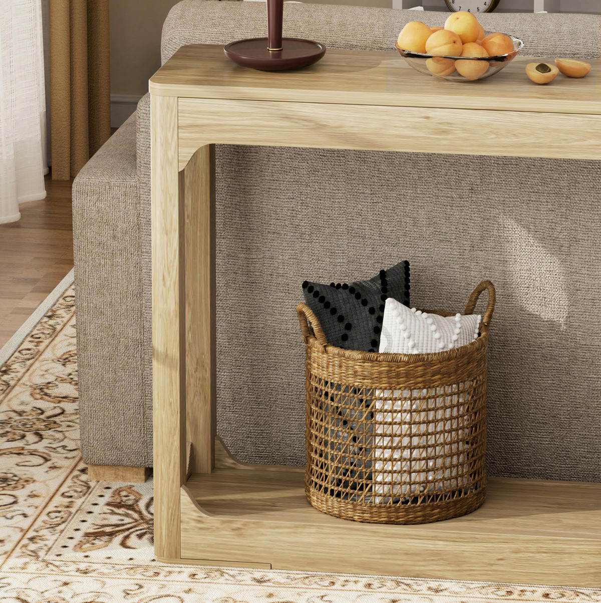 KONSOLENTISCH aus MDF 140x30x79 cm naturfarben mit 2 offenen Ablagen - Naturfarben, Holzwerkstoff (140/30/79cm) - IVMEU