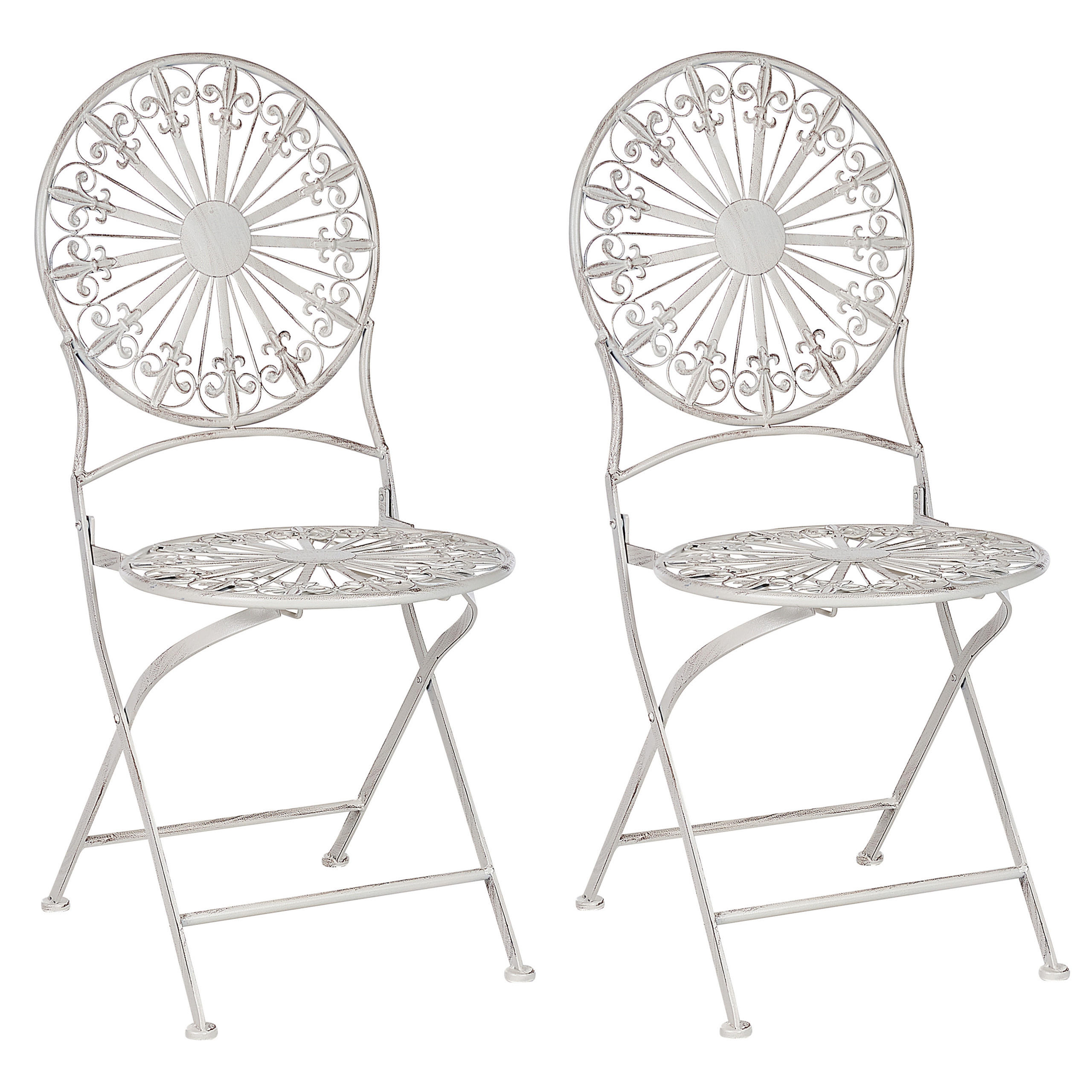 GARTENSTUHL 2er-Set Metall weiß Scafa - Weiß, Metall (45/94/47cm) - Beliani