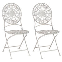 GARTENSTUHL 2er-Set Metall weiß Scafa - Weiß, Metall (45/94/47cm) - Beliani