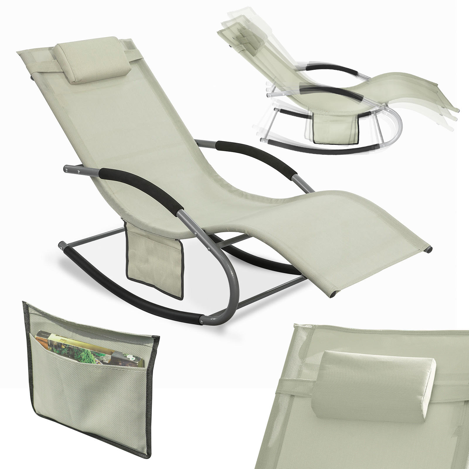 SONNENLIEGE Beige - Beige, Metall (63/83/150cm) - SoBuy