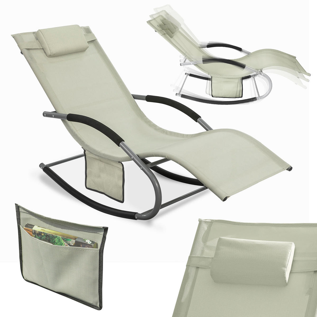 SONNENLIEGE Beige - Beige, Metall (63/83/150cm) - SoBuy