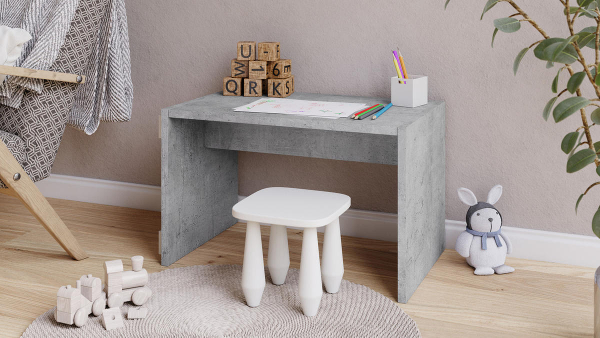 BEISTELLTISCH Rechteckig Betonoptik mit Ablage und Rollen - Grau, Holzwerkstoff (40/40/66cm) - designimpex