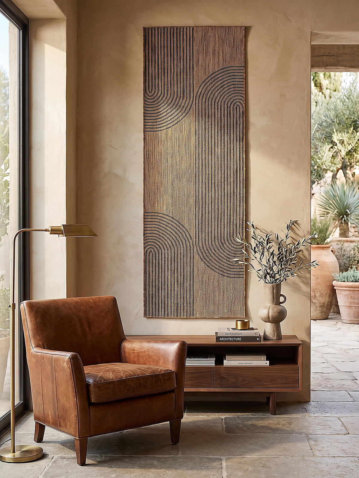 LÄUFER Outdoor, Fußbodenheizung-geeignet, mit Bogenmuster, VIGOLENO in Braun-Schwarz, 80 x 250 cm - Braun, Textil (80/250cm) - KADIMA DESIGN