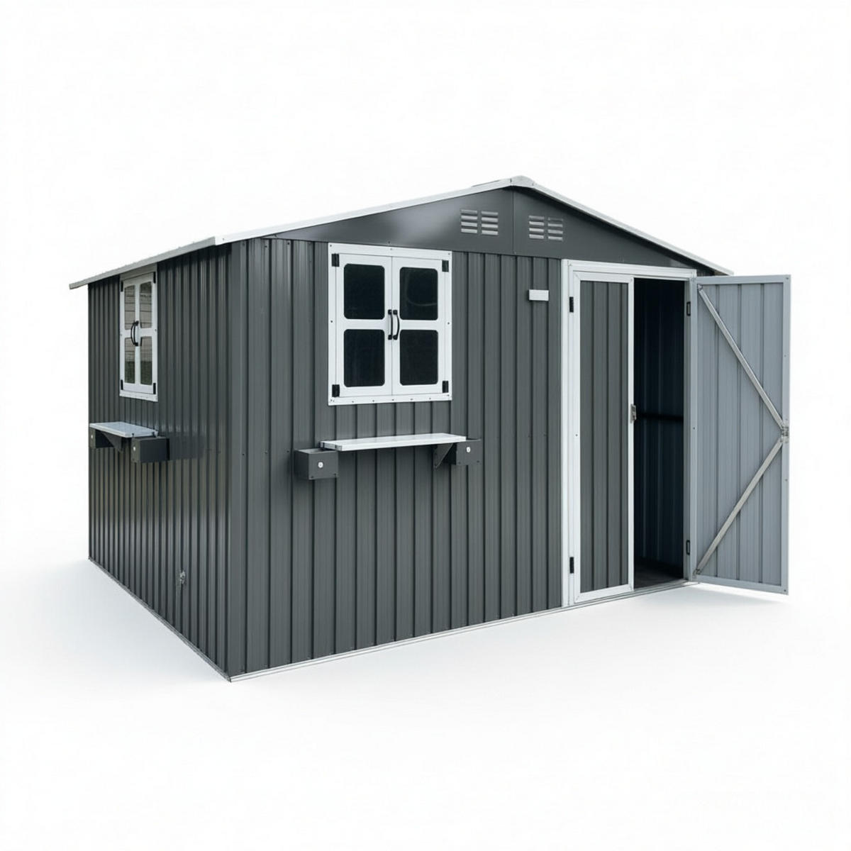 GERÄTEHAUS 295/243.6/199.9 cm Grau (7,19 m²) - Grau, Metall (255.4/199.9/313.1cm) - Oxeza