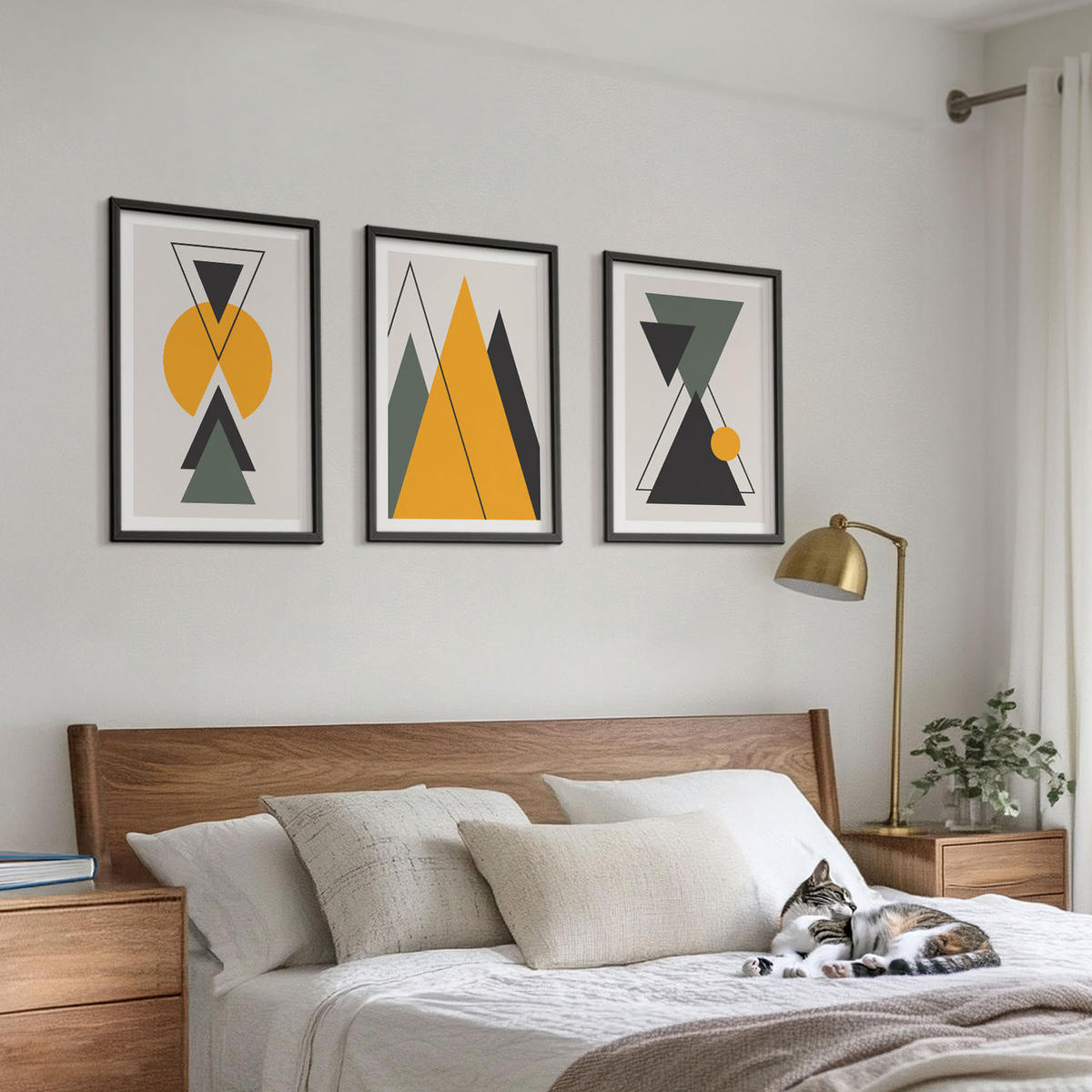 WANDBILDER 3er-Set - 40x60 cm Schwarzer Rahmen - Abstrakte geometrische Formen - Schwarz, Kunststoff (40/60cm) - ArtPrintCave