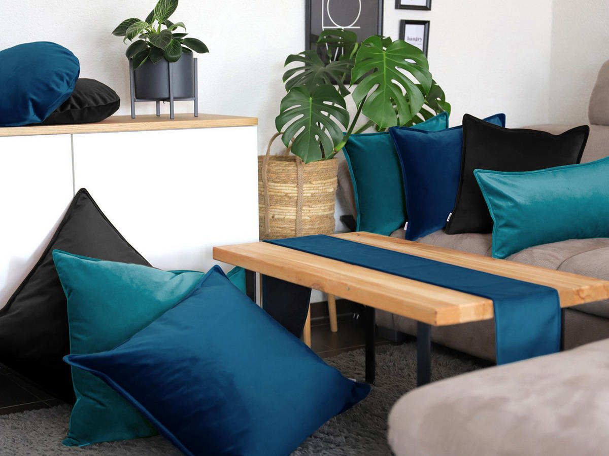 NACKENROLLENHÜLLE Samt&Sonders admiral-blau 40/15 cm - Blau/Dunkelblau, Textil (15/40cm) - beties Heimtextil