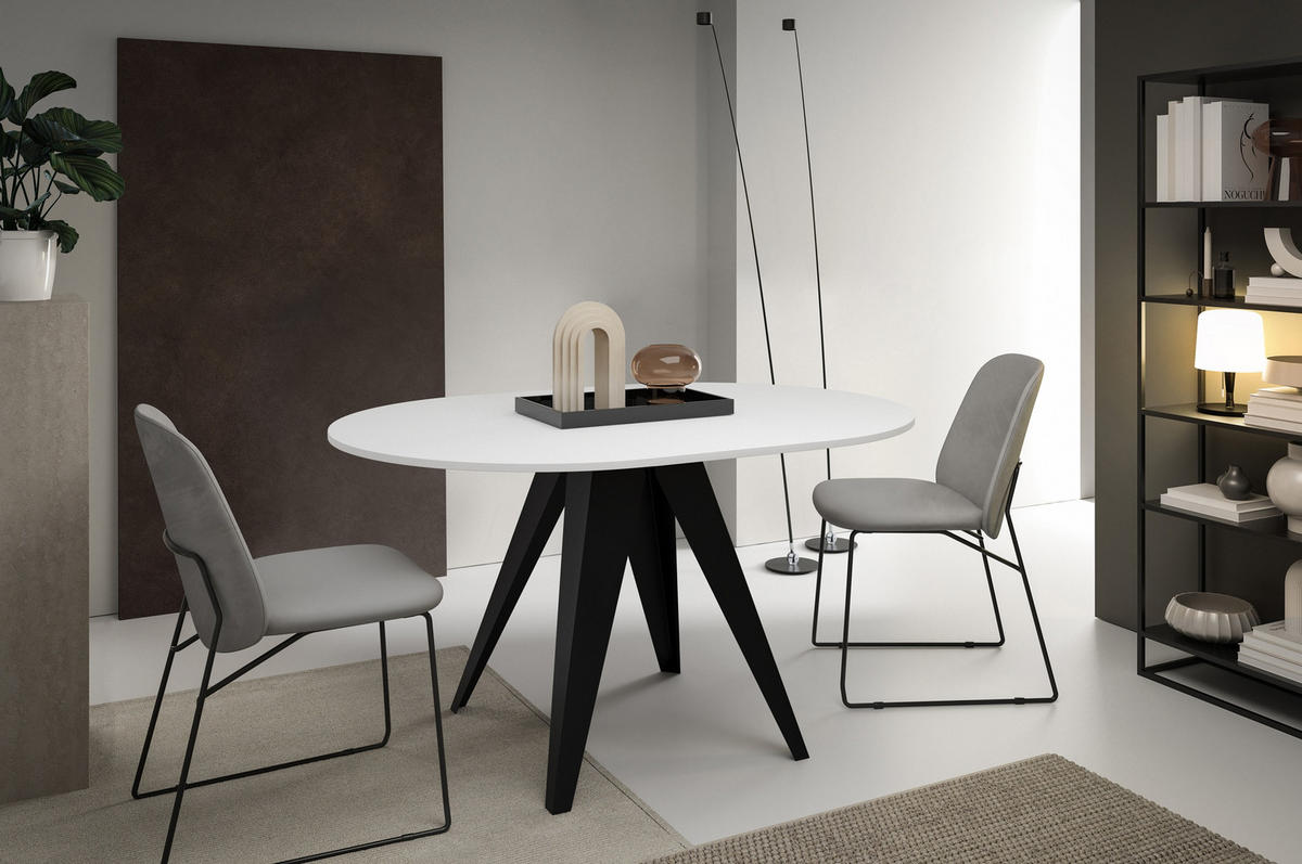 ESSTISCH Gerda - Schwarz/Weiß, Holzwerkstoff/Metall (90/90/76cm) - Meblini