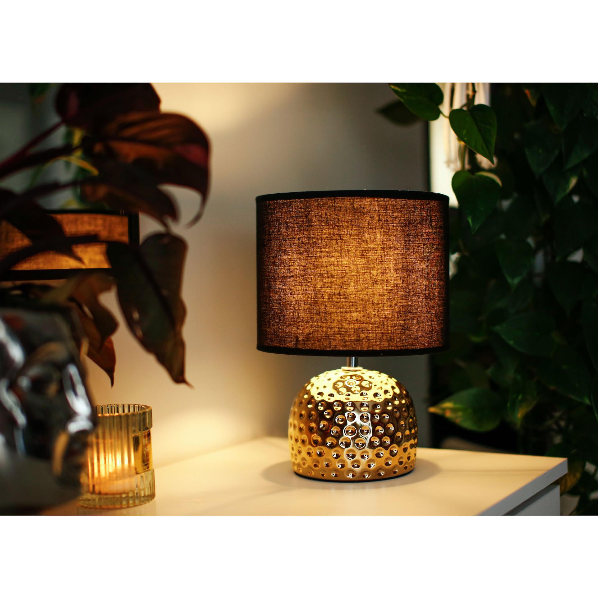 TISCHLAMPE FRAGI, Gold/Schwarz - Goldfarben/Schwarz, Keramik/Textil (21/21/30cm) - KONSIMO®