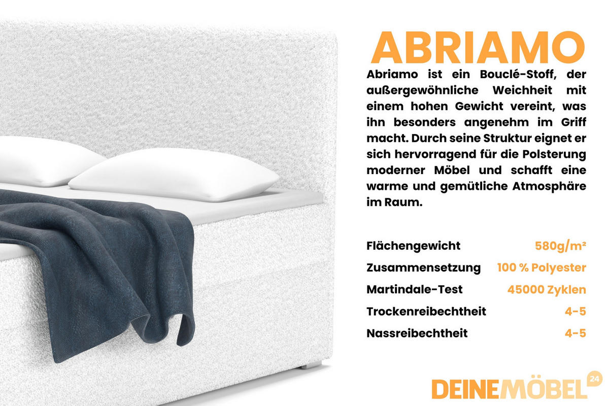 BOXBETT BOUCLE 200/200 in Boucle Creme H3 - Creme, Holz/Holzwerkstoff (200/200cm) - Deine Möbel 24