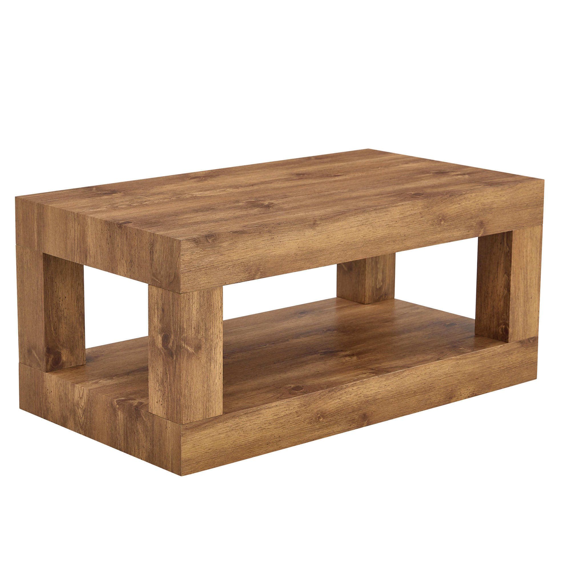 COUCHTISCH 93/53/46 cm mit 2 Ebenen, offenem Ablagefach und bodenschonenden Filzgleitern, Naturholz - Naturfarben, Holzwerkstoff (93/53/46cm) - Redom