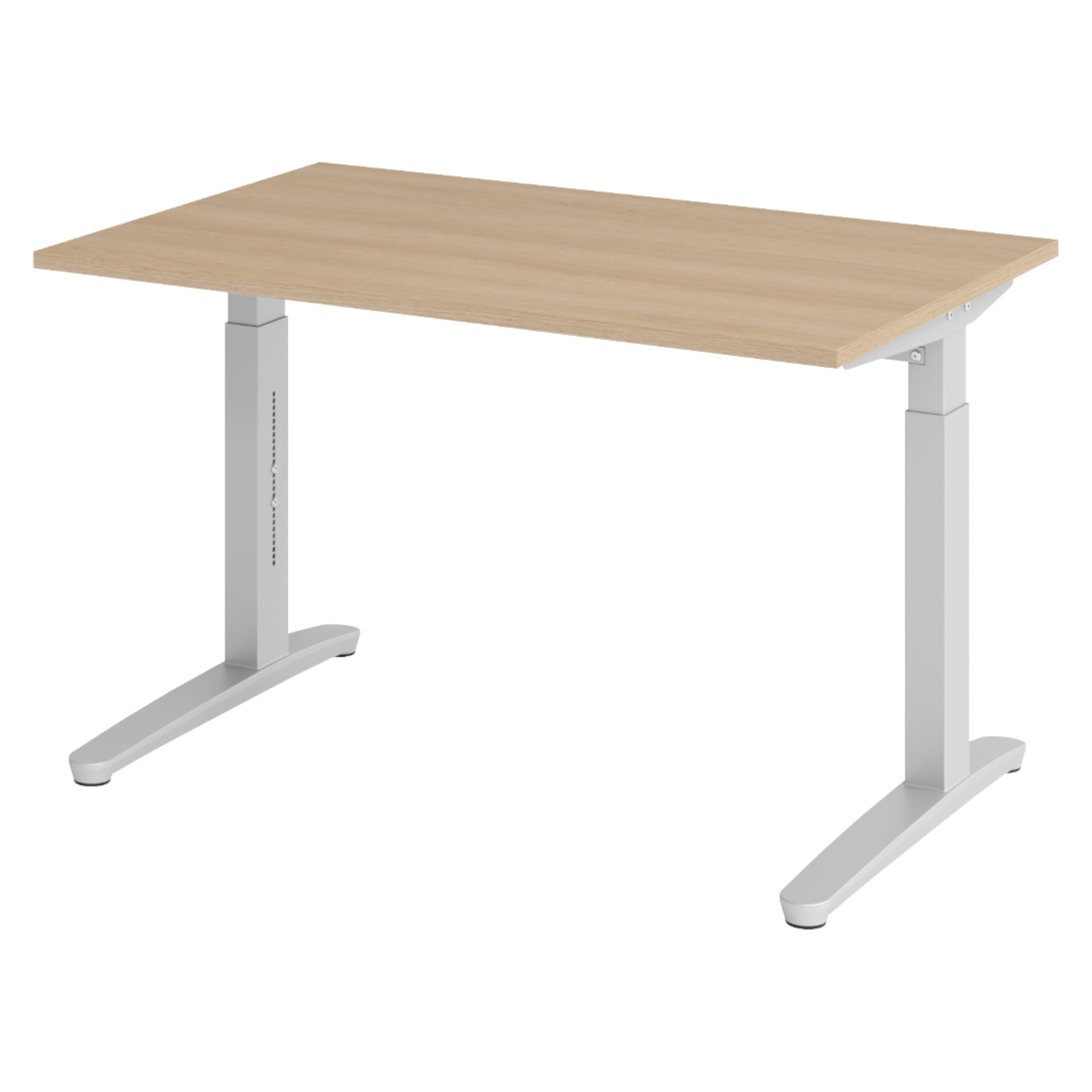 SCHREIBTISCH Serie-XB 80/120/74 cm in Eichefarben/Silberfarben - Eichefarben/Silberfarben, Holzwerkstoff (80/120/74cm) - bümö