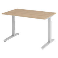 SCHREIBTISCH Serie-XB 80/120/74 cm in Eichefarben/Silberfarben - Eichefarben/Silberfarben, Holzwerkstoff (80/120/74cm) - bümö
