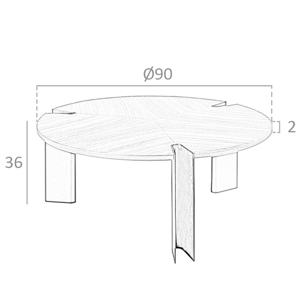 COUCHTISCH Runder Couchtisch Nussbaum und schwarzer Stahl Ø90/36 cm - Nussbaumfarben/Schwarz, Holz (90/90/36cm) - ANGEL CERDA