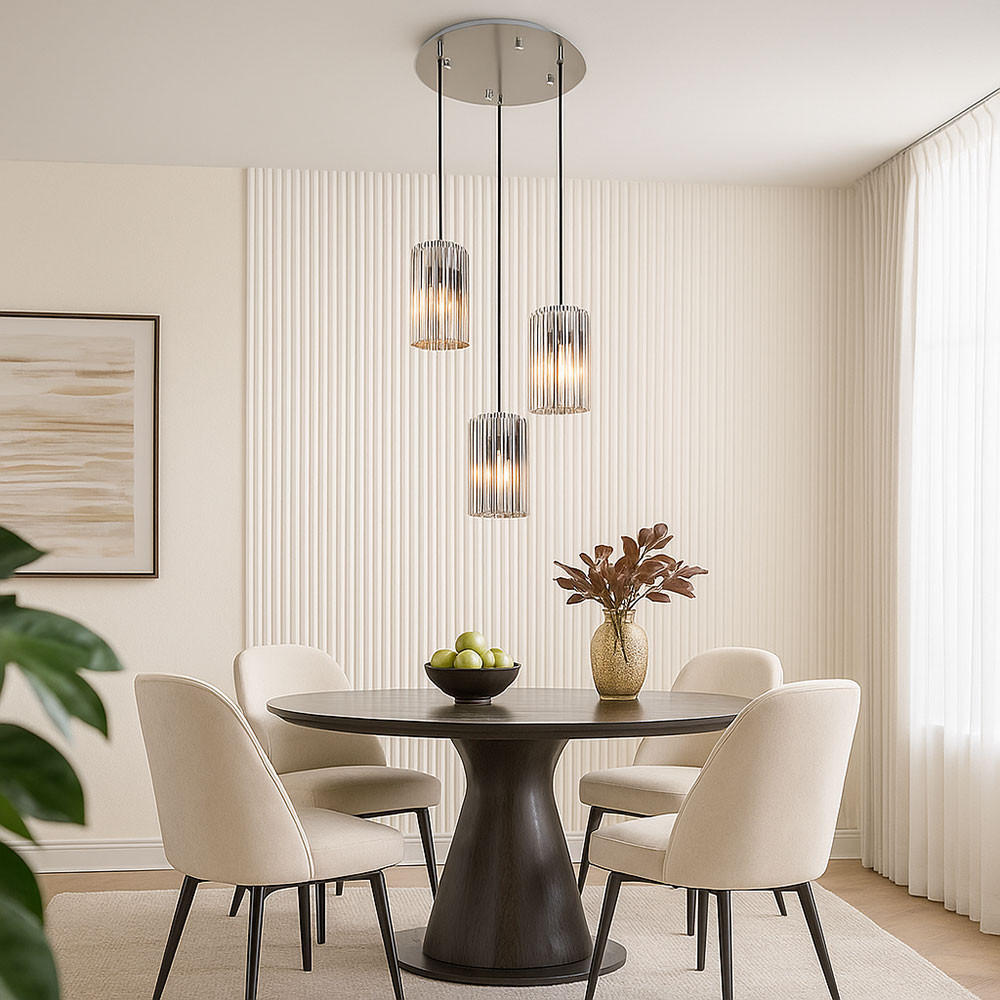 LED HÄNGELEUCHTE Metall Silber 3-flammig - Silberfarben, Glas (38.5/38.5/120cm) - Globo Lighting